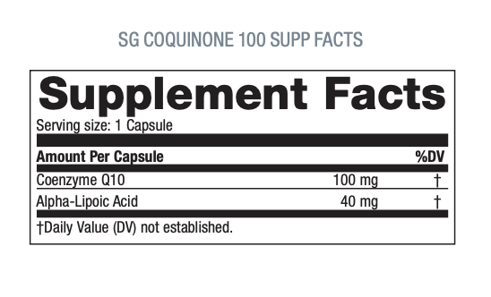 USANA Singapore Coquinone 100 Supplement Facts